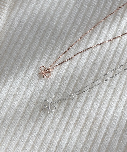 심플 미니 리본목걸이 necklace (2color)(실버92.5)