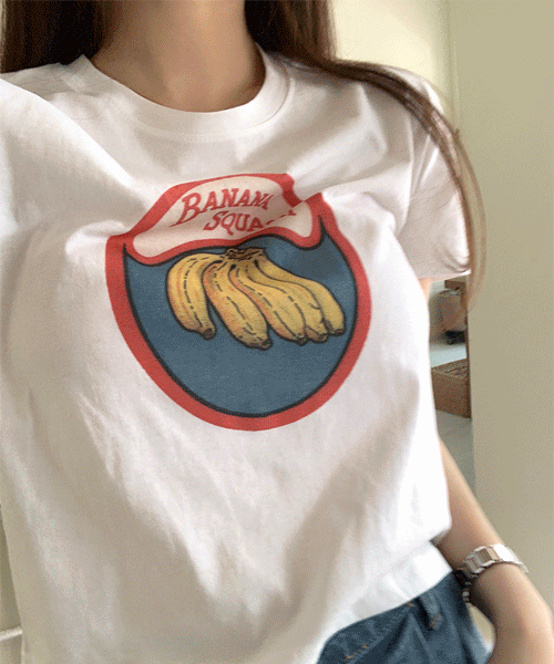 바나나 프린팅 크롭 반팔 티셔츠 tee (4color)