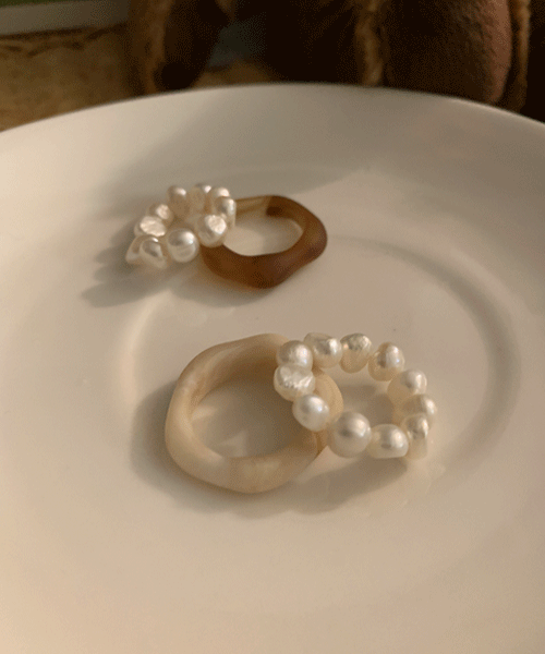 담수 진주 마블 레이어드 반지 ring (2color)