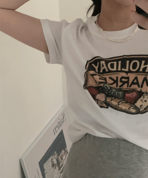 홀리마켓 프린팅 크롭 티셔츠 tee (3color)