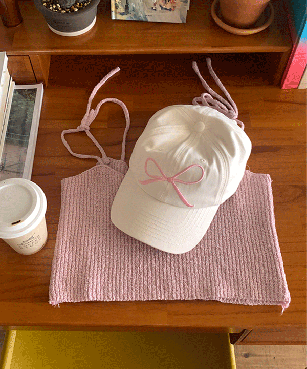 리본 자수 볼캡 hat (3color)